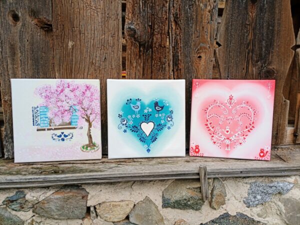 Srdce klidu a míru - PRODÁNO Ptáčci zpěváčci, originál olej na plátně 30x30cm - Image 5
